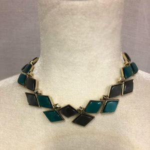 Green & Gray Faux Stone Choker Necklace